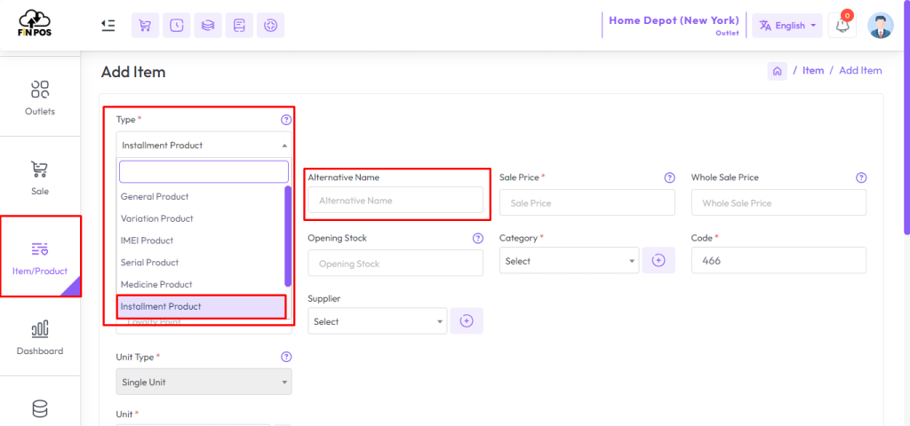 add installment product