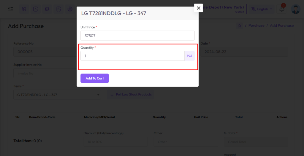 add purchase installment 1