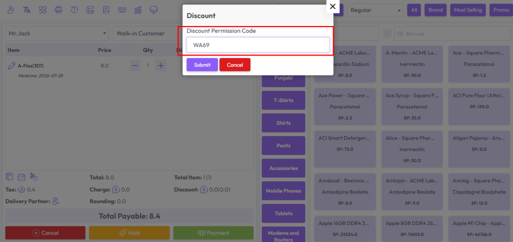 discount permission in pos 1