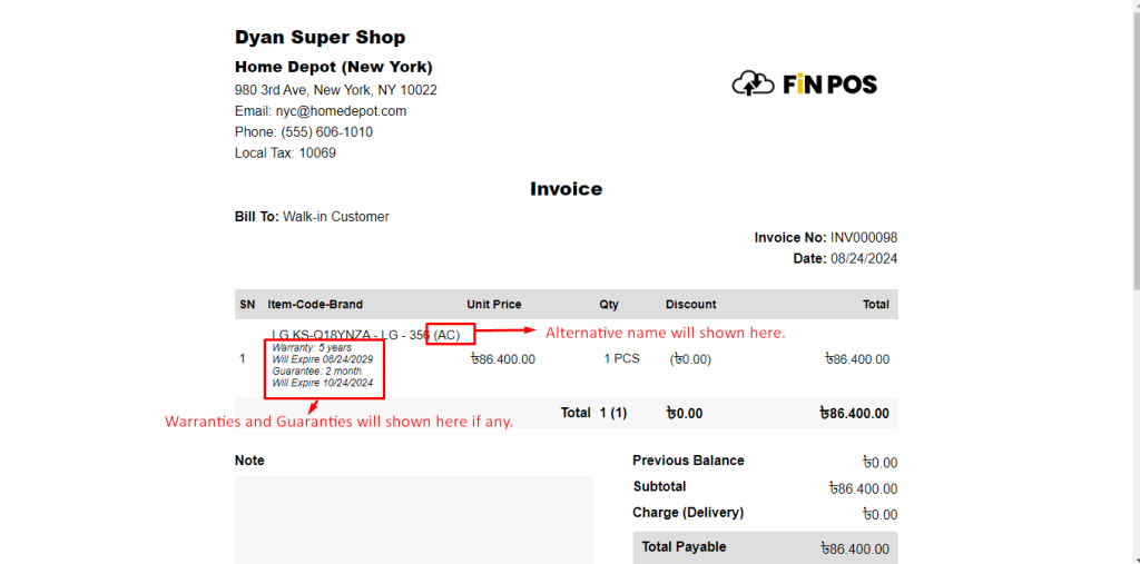 installment invoice