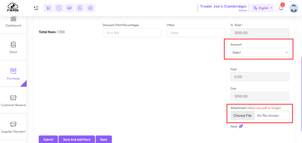 purchase payment and attachemnt