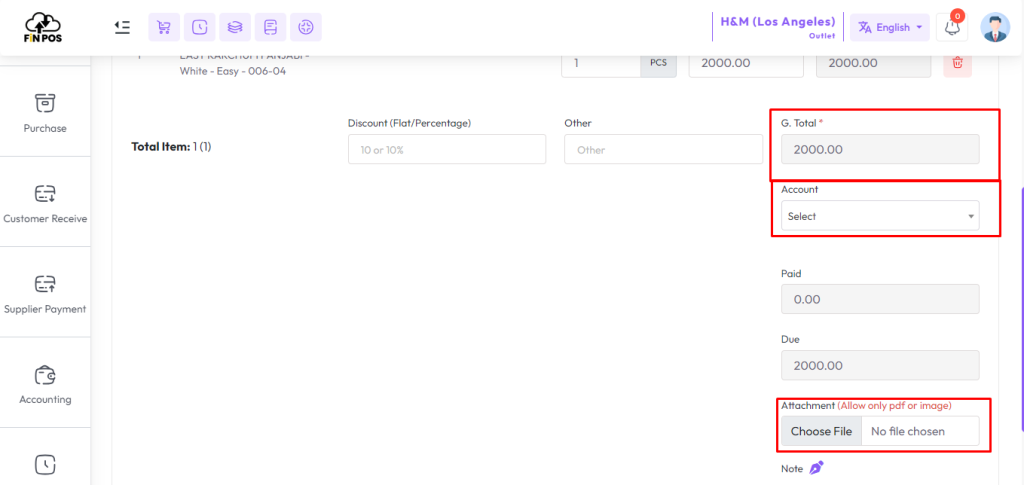 purchase payment and attachemnt variation