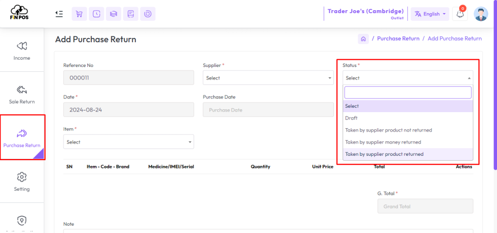 add purchase return 1