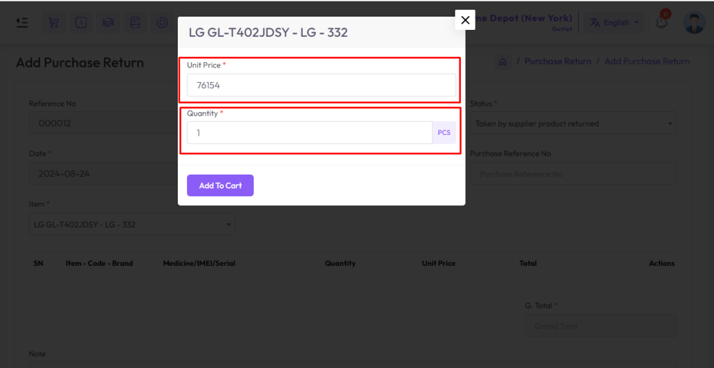 add purchase return installment 1