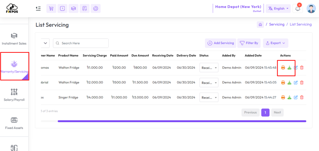 list servicing 1