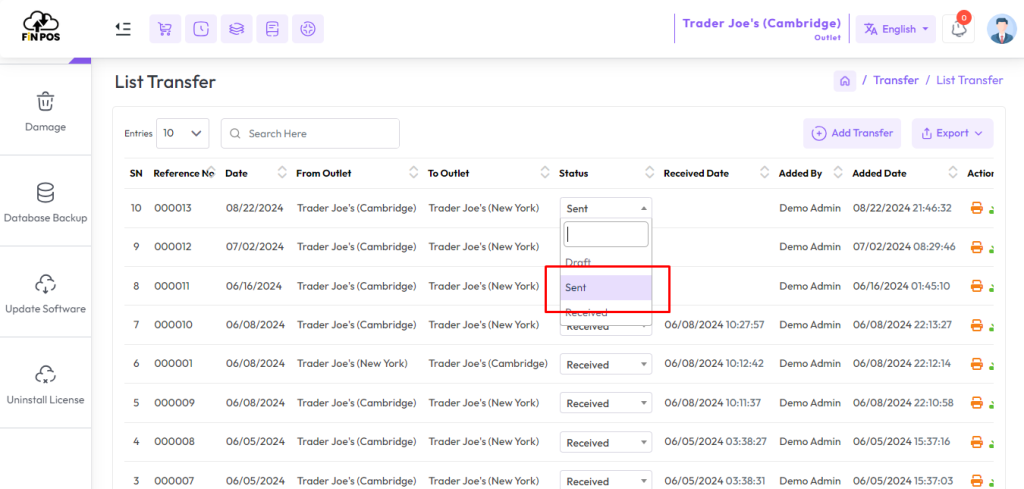 list transfer