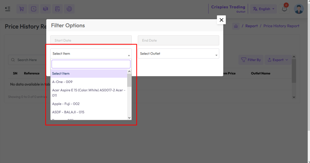 price history report