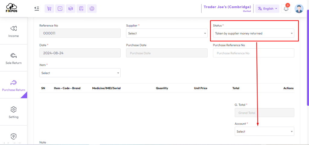 purchase return account select (5)