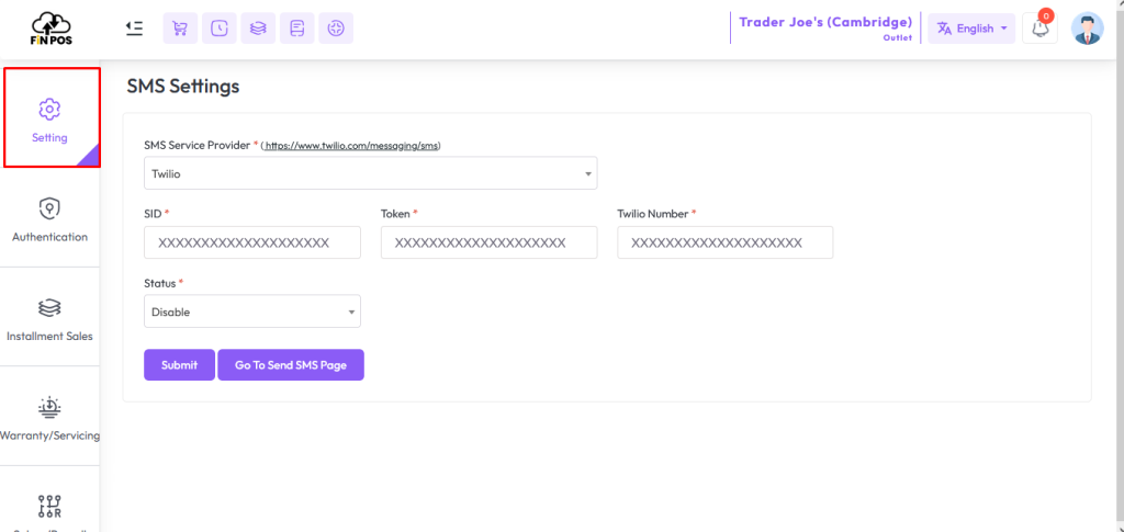 sms configuration 2